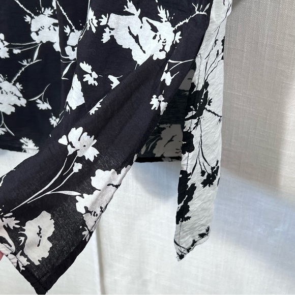 Calessa Black & White Floral Aztec Tunic Gold Button Shirt Dress Size L - Picture 11 of 12